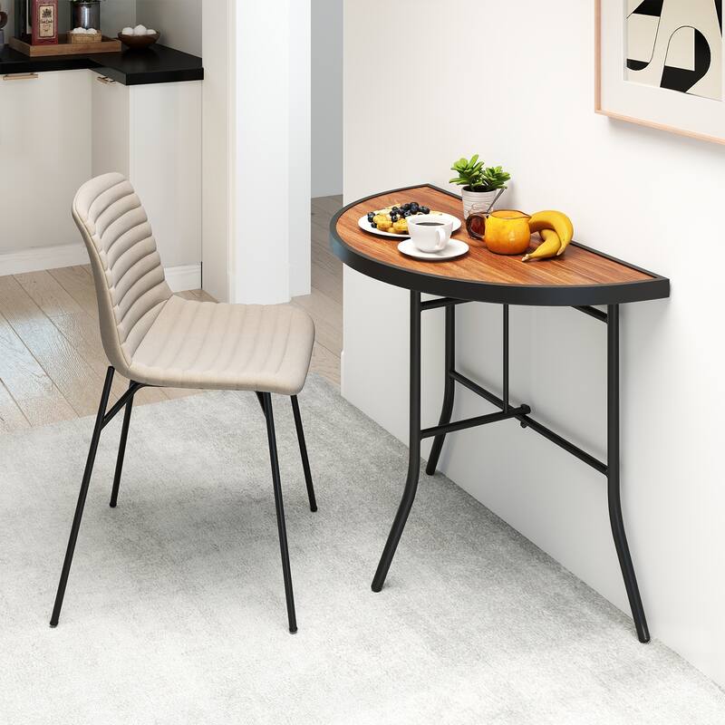 Gymax Half-Round Folding Event Table Foldable Banquet Table w/ Metal