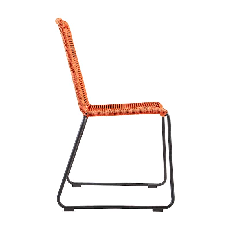 Shasta Metal and Rope Outdoor Patio Stackable Dining Chairs - Set of 2