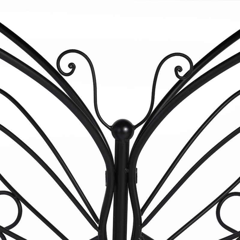 Butterfly Black and Brown Metal and Wood Accent Table - 31.25" H x 40.75" W x 16" D