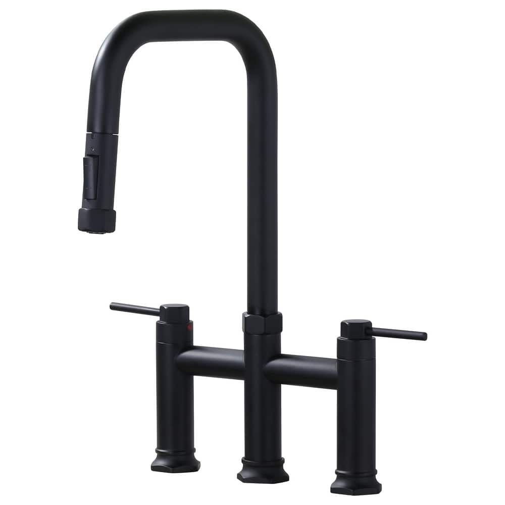 WOWOW Double Handle Pull Down Kitchen Faucet
