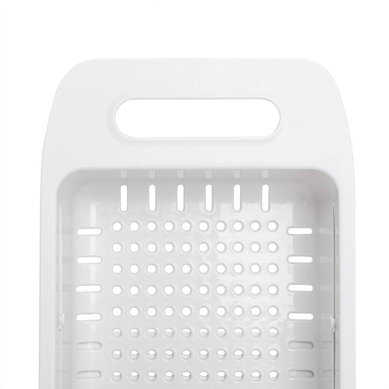 Javlergo Gray Collapsible Over the Sink Colander Adjustable Length PP Plastic Strainer Basket with Side Handles for Fruits