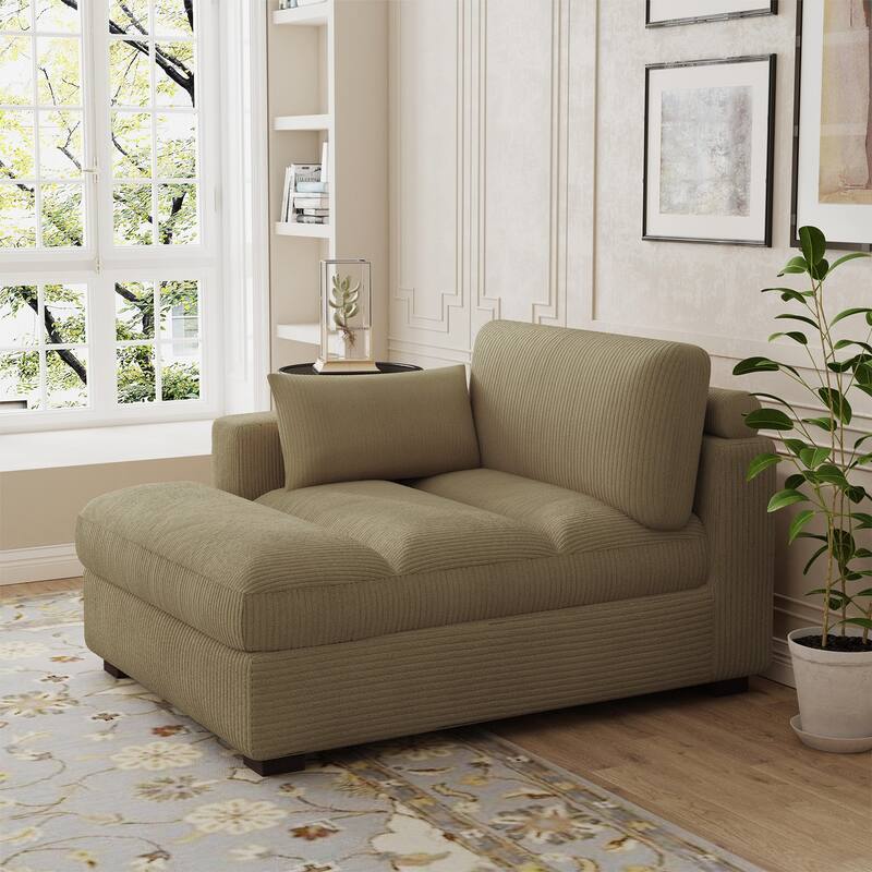 Modern Corduroy L-Shaped Sofa Chaise Lounge Couch