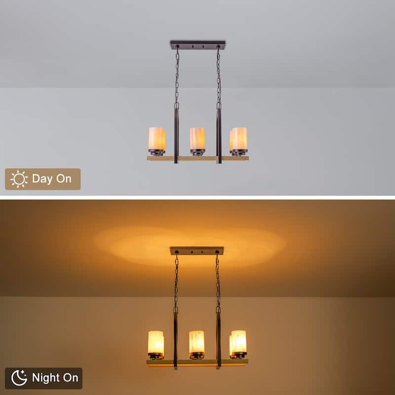 Retro Industrial Iron Pendant with Alabaster Candle Shade