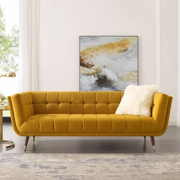 Art Leon Modern Tufted Fabric Soft Sofa With Wood Legs Overstock 28906073