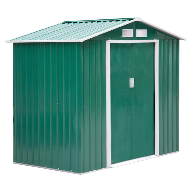 Outsunny 7'x4' Metal Outdoor Shed Organizer & Garden Storage with 4 Vents for Airflow & 2 Easy Sliding Doors
