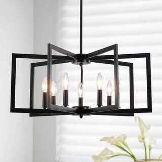 7 - Light 26in Industrial Lantern Square Chandelier