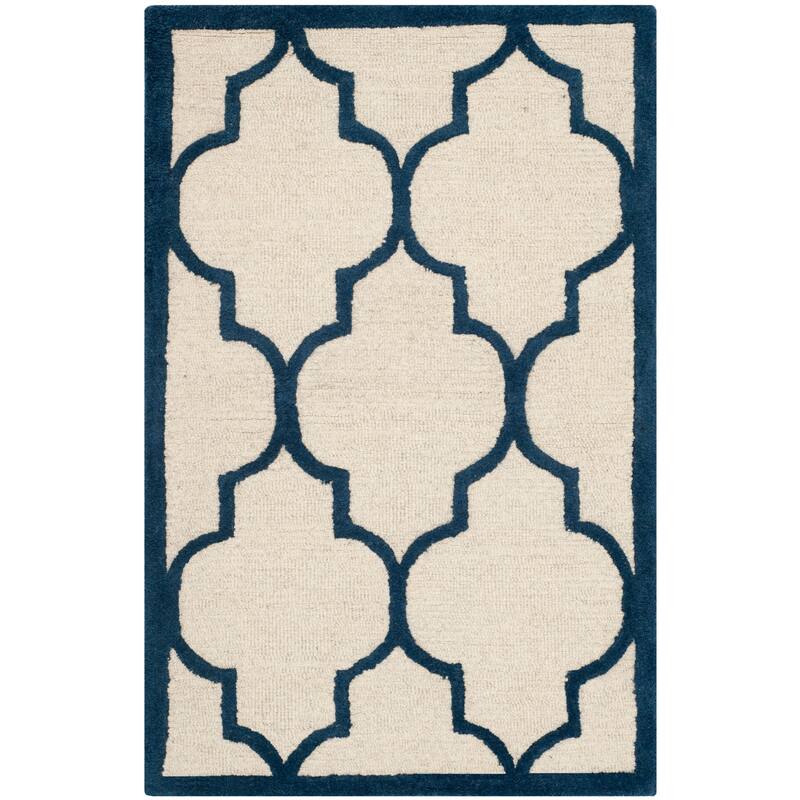 SAFAVIEH Handmade Cambridge Oddny Moroccan Trellis Wool Rug - 2' x 3' - Ivory/Navy