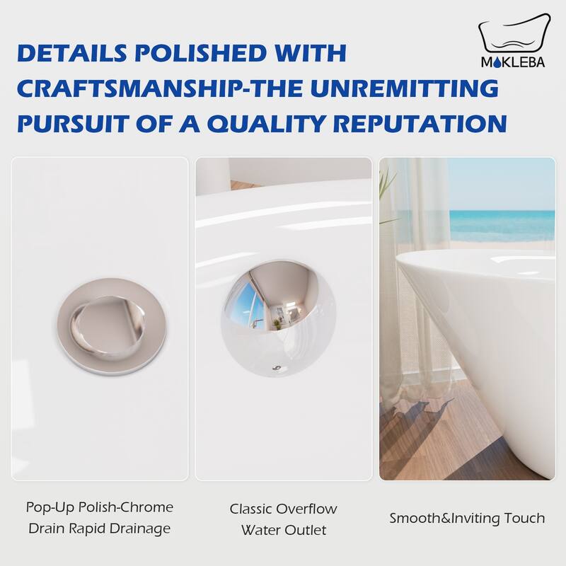 Freestanding Slipper Soaking Acrylic Bathtub with Chrome Drain and Pearl-Shape Overflow