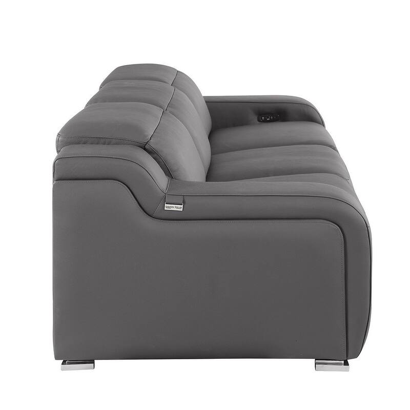 HomeRoots 103" Black Italian Leather Reclining USB Sofa