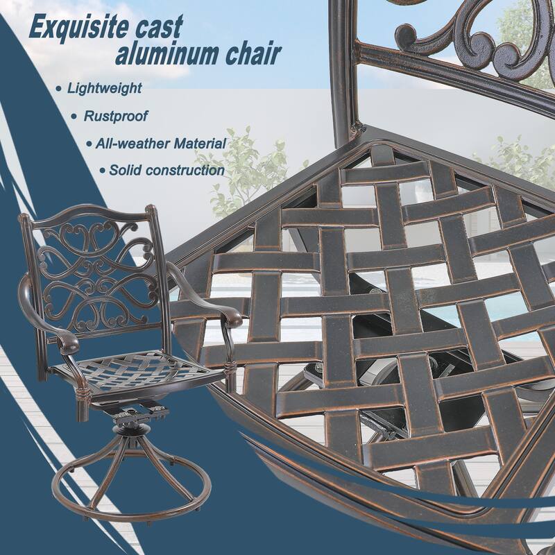 Clihome Patio Aluminum Garden Dinning Swivel Chair (Set of 2)