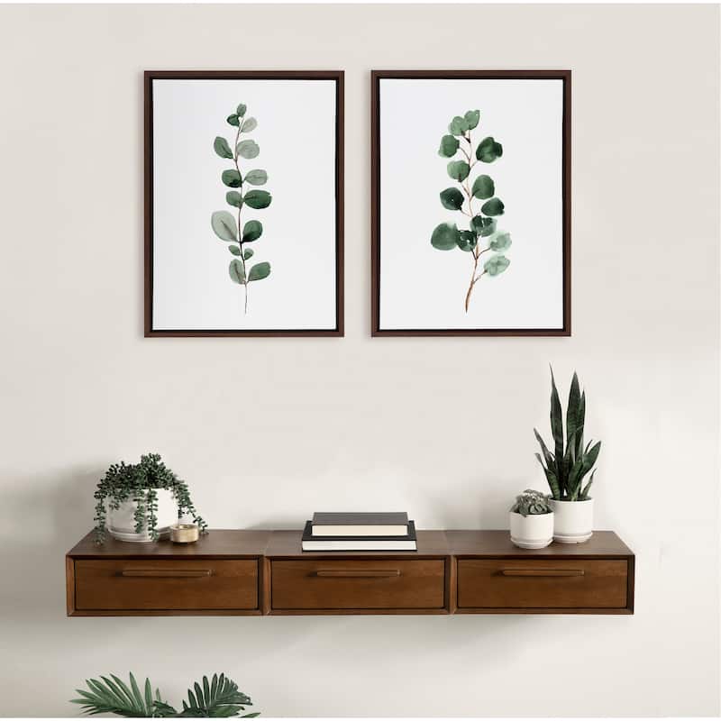 Kate and Laurel Sylvie Eucalyptus Framed Canvas Set by Maja Mitrovic