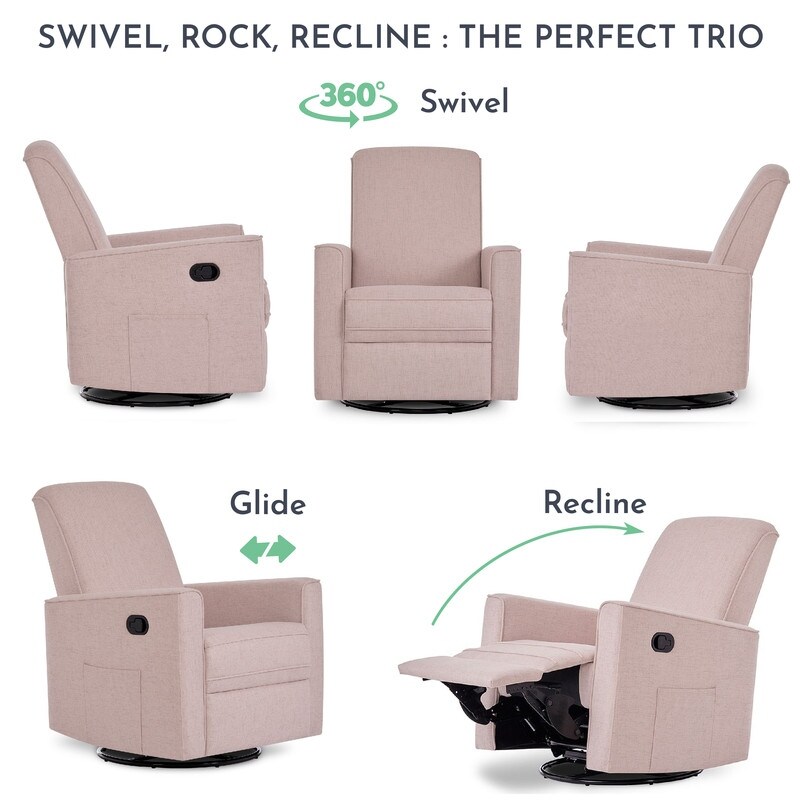 Evolur Ralegh Upholstered Plush Seatng Glder Swvel, Rocker