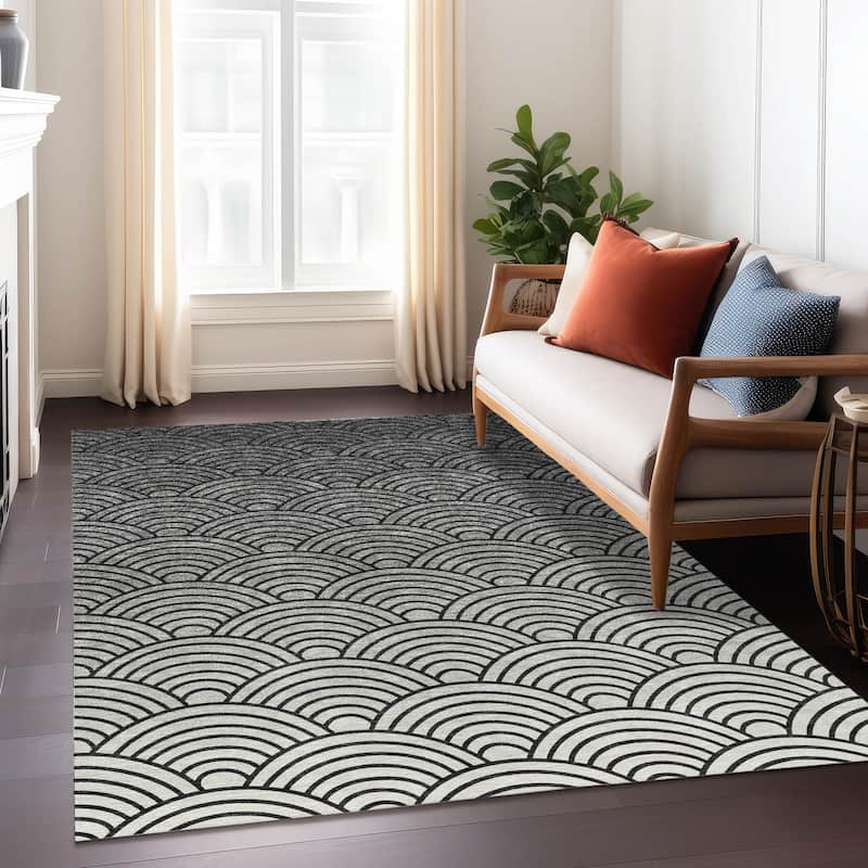 Machine Washable Indoor/ Outdoor Contemporary Poppy Chantille Rug