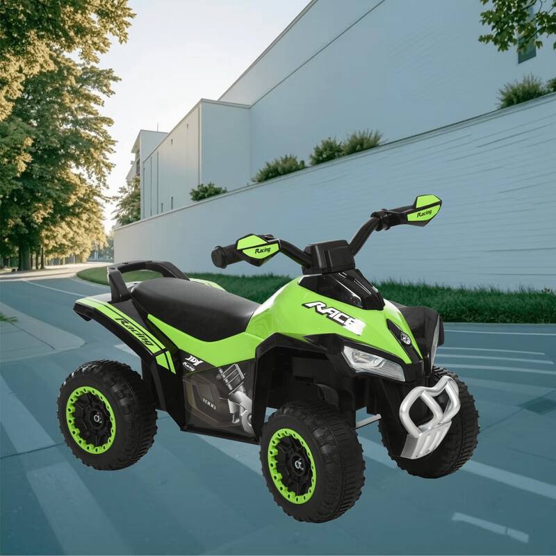 Kids Ride-On Racer, NO Power Foot-to-Floor Sliding ATV Toy Car, Push Car with Music and Lights for Toddlers Aged 1.5-3 - Green