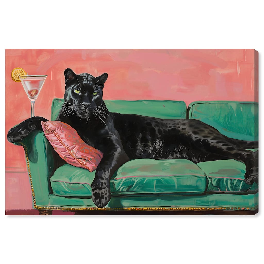 Lounging Panther Canvas by Art Remedy, Gallery Wrapped