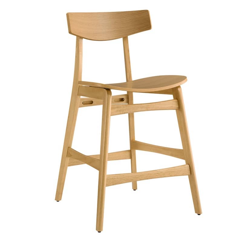 Spruce & Spring Modern Farmhouse Bar Stool with Bentwood Back and Saddle Seat