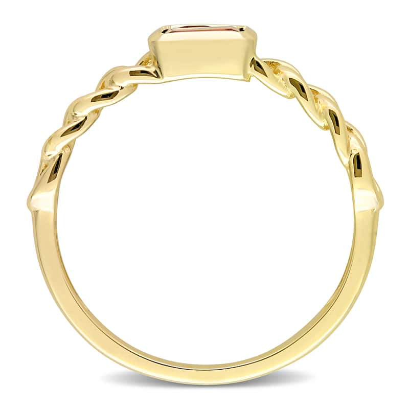 Miadora 10k Yellow Gold Garnet Stackable Link Ring