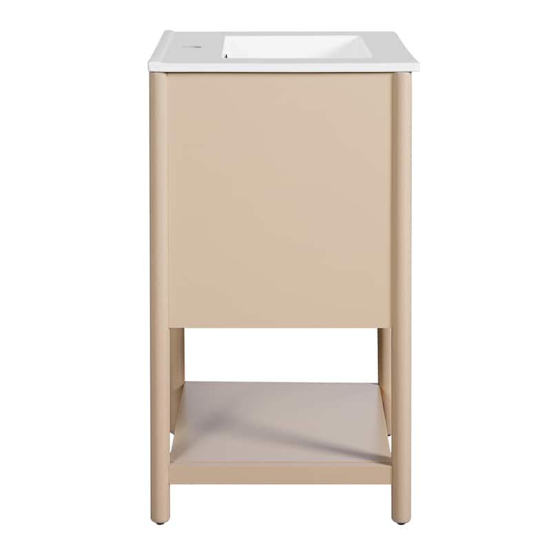 GDFStudio - French Single Bathroom Vanity with Ceramic Sink and Soft-Close Door - 20.2'W