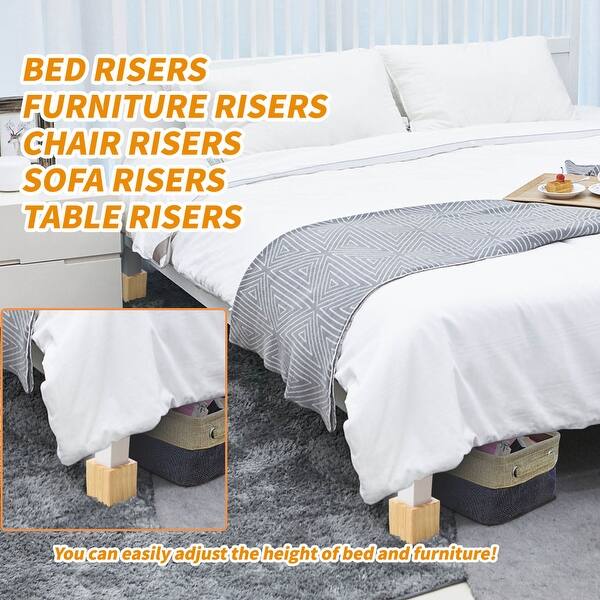 Shop 2 Inch Bed Risers Square Furniture Lifts For Castor Desk Sofa Table Couch Leg Wood Overstock 30722583
