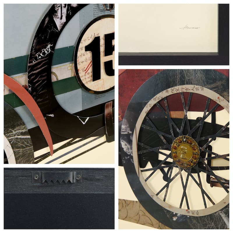 "Antique Automobile 1" Dimensional Collage Framed Graphic Art Under Glass Wall Art