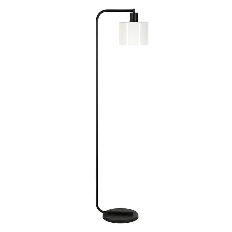 57" Modern Arched Floor Lamp with Frosted Glass Shade and Steel Base Foot Switch Plug-In Design - 57”H x 11”W x 9”D - White
