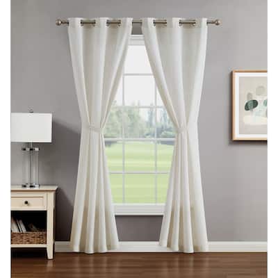 Creative Home Ideas Jorja Light Filtering Grommet Window Curtain Panel Pair with Tiebacks