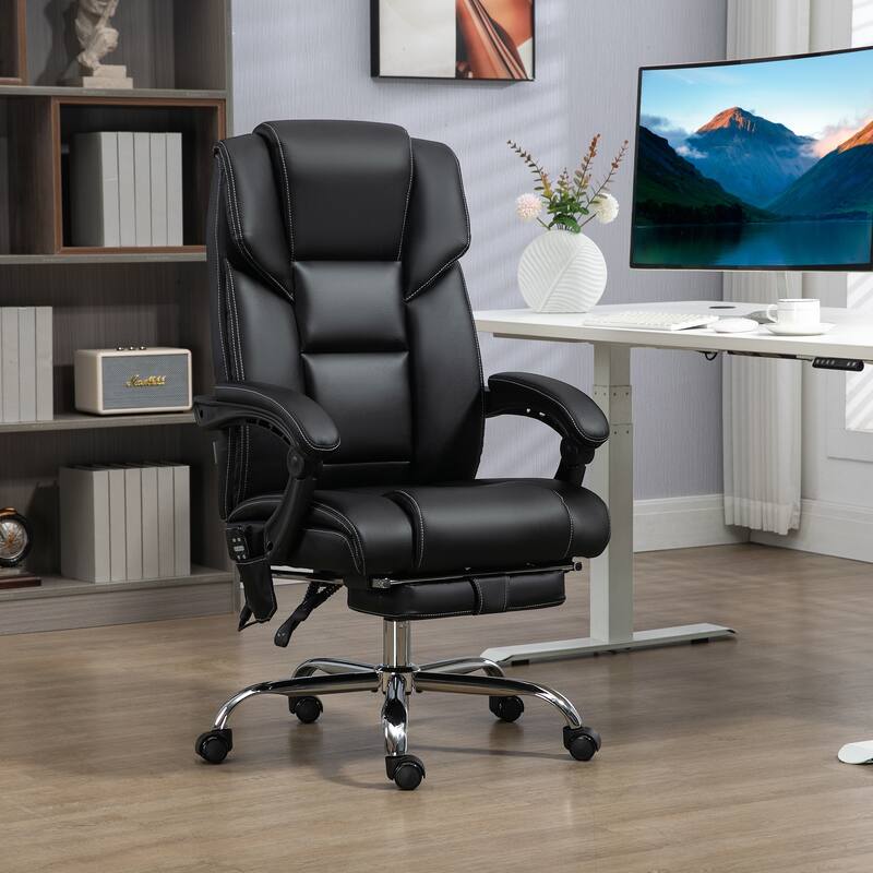Massage Office Chair with Lumbar Heating, 6 Vibration Points, Footrest & Adjustable Height
