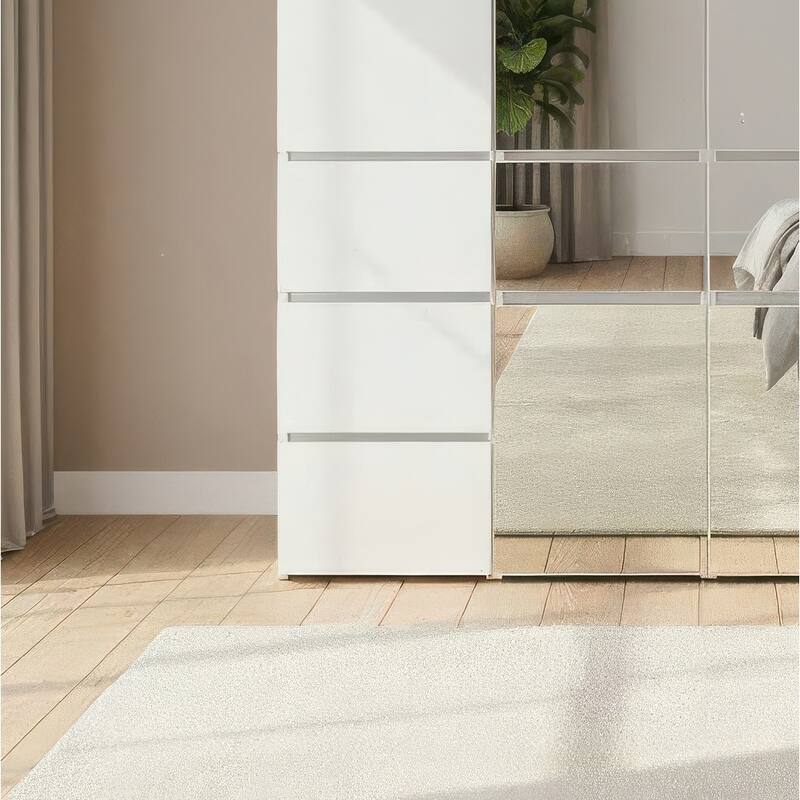 Elise Modular Wood Closet System with Mirror in White - 62.8"D x 17.72"W x 70.9"H