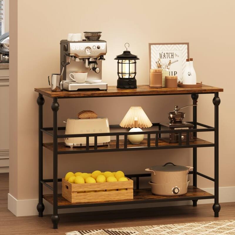 3-Tier Entryway Table with Storage and Metal Frame