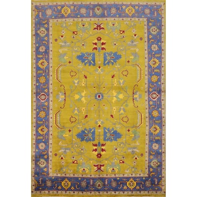 Hand Knotted Oriental 100% Wool Carpet Transitional All-Over Yellow & Gold Oushak Area Rug - 11' 7'' X 8' 9''