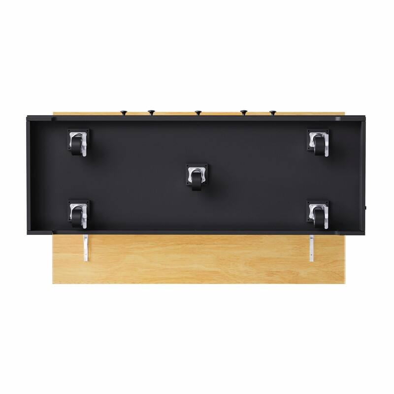 53" Rolling Kitchen Island with Drop Leaf, Power Outlet & Internal Door Storage, 5 Open Side Racks