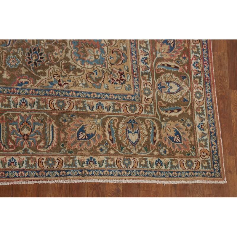 Floral Mashad Vintage Persian Rug Handmade Traditional Wool Carpet - 9'7" x 12'8"