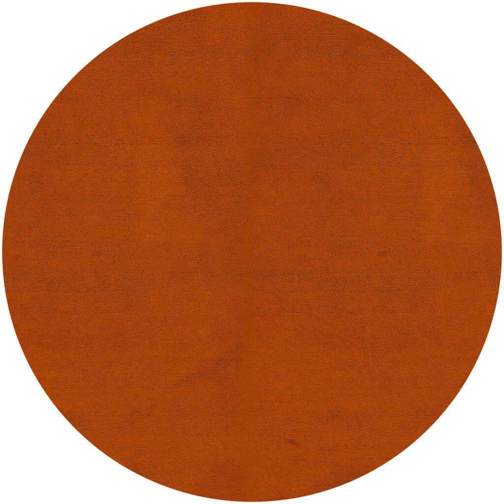 Hand-knotted Long Island Rust Plush Wool Area Rug - 8' Round