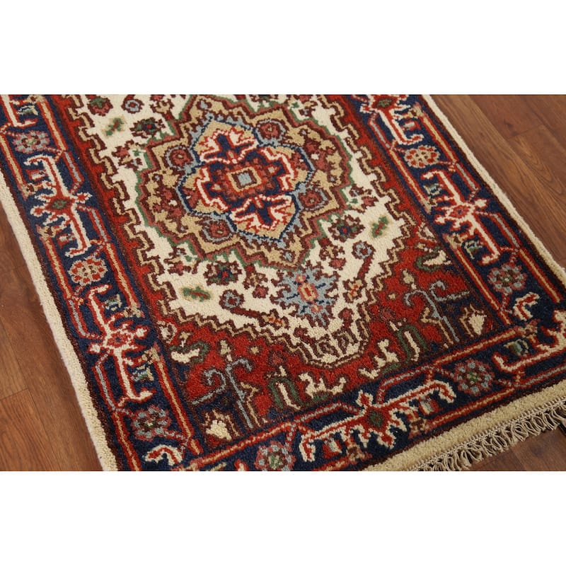 Heriz Serapi Oriental Runner Rug Hand-Knotted Wool Carpet - 2'7"x 7'10"