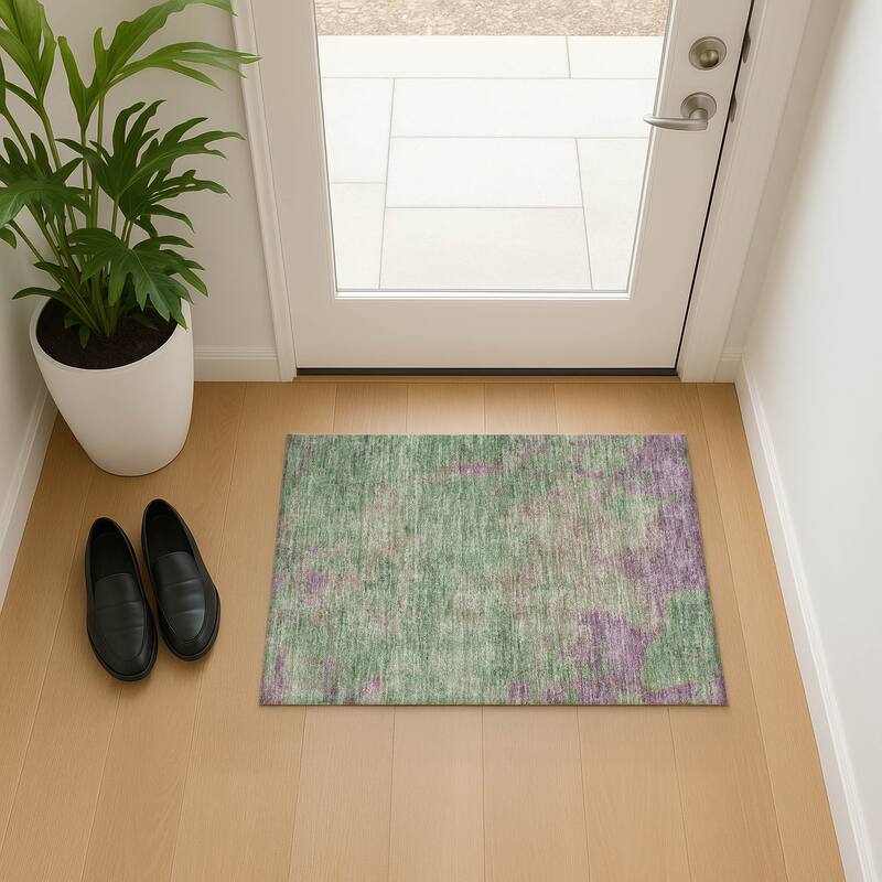 Premium Washable Super Soft Solid Ombre Mayfield Rug - Aloe - 1'8" x 2'6"