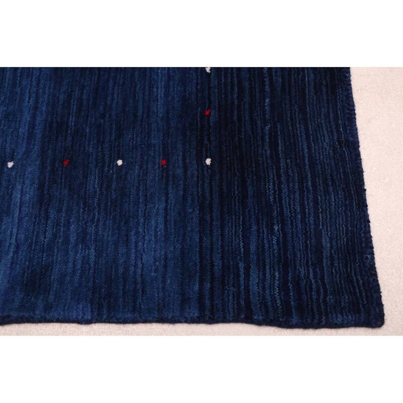 ECARPETGALLERY Hand Loomed Kashkuli Gabbeh Navy Wool Rug - 5'1 x 7'3