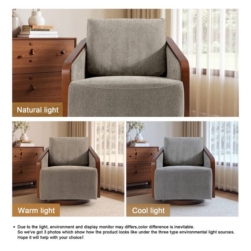 Chenille Modern 360°Swivel Barrel Chair Round Base