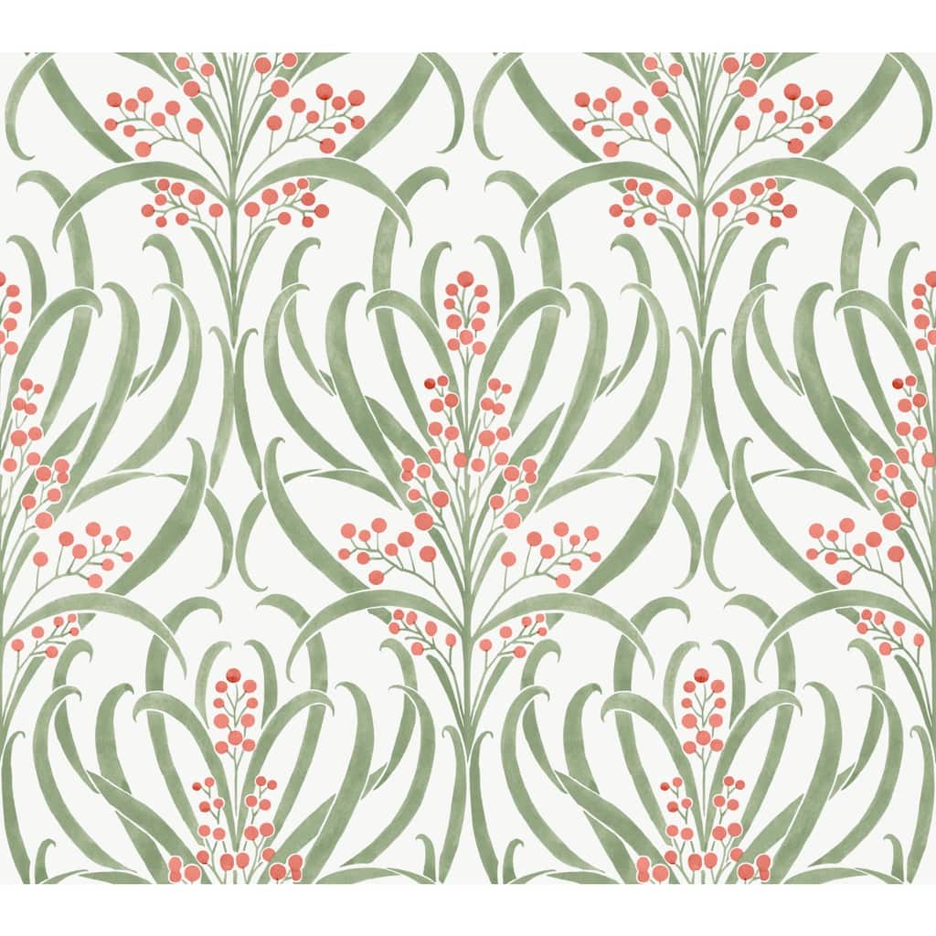 Ronald Redding Calluna White & Berry Metallic Wallpaper