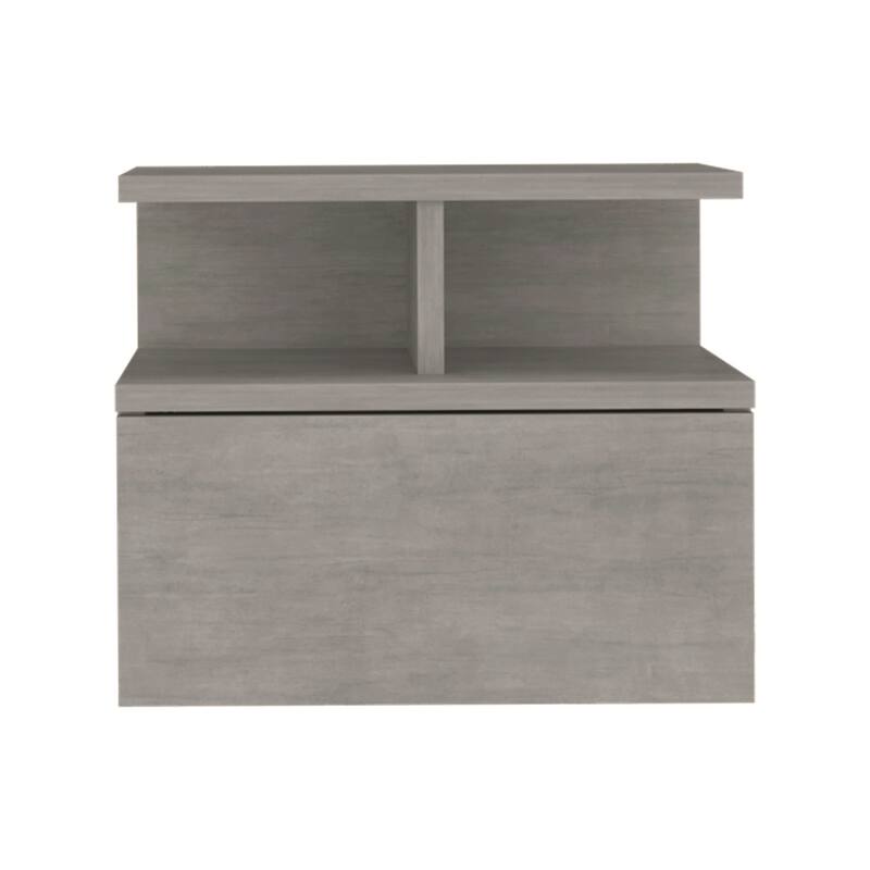 Floating Nightstand with Drawer, Concrete Gray, Space-Saving Design - Grey