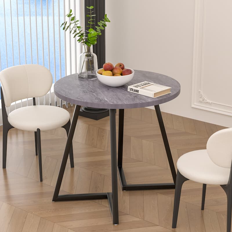 VECELO 35.43'' Round Butterfly Leg Dining Table for 4 MDF Top Kitchen Table Kitchen & Dining Room Tables - Grey