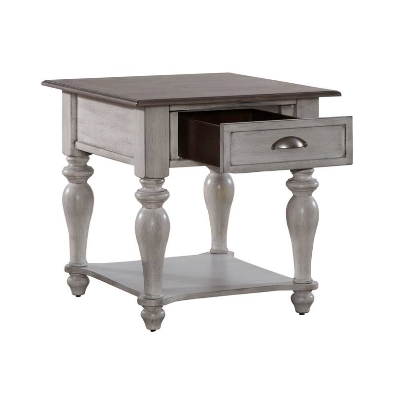 Ocean Isle Antique White & Weathered Pine 3-Piece Cocktail Table Set