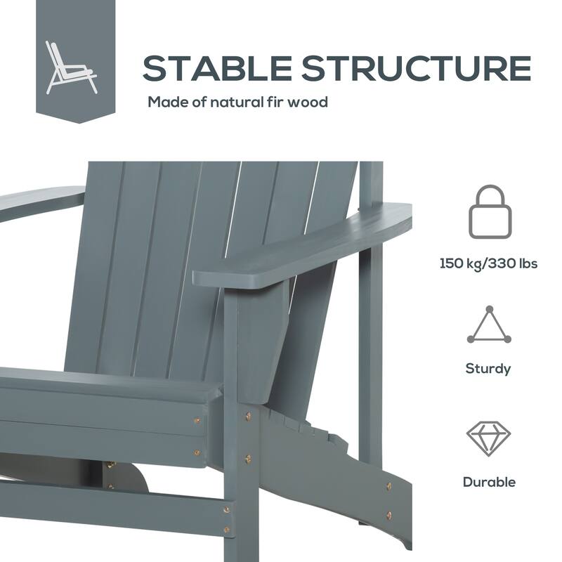 Outdoor Patio Rustic Wooden Adirondack Chair with Cup Holder, Weather Resistant