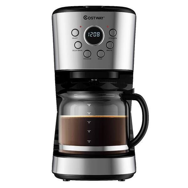 Shop Costway 12 Cup Programmable Coffee Maker Brew Machine Lcd Display W Overstock 29145768
