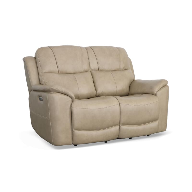 Crew Top Grain Leather Power Reclining Loveseat with Power Headrests & Lumbar