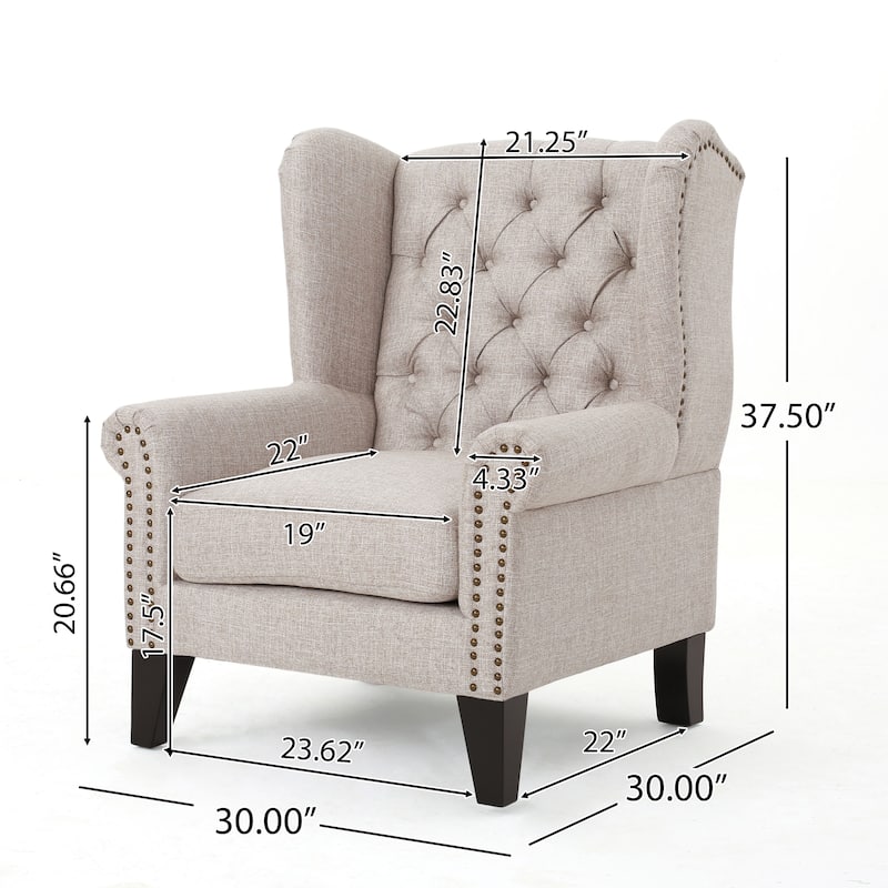 Modern 30" High Back Upholstered Button Tufted Accent Chair with Nailheads for Living Room