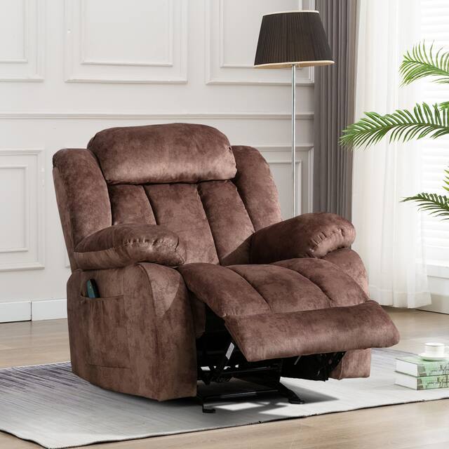 Pillow Tufted Massage Rocker Recliner Chair with Heat and Vibration