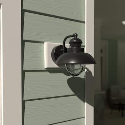 Harwich 1 Light Black Coastal Barn Dome Outdoor Wall Lantern Clear Glass - 8-in W x 8-in H x 9.25-in D