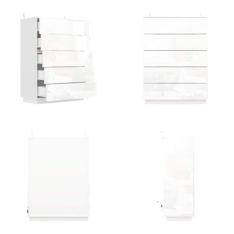 5 Drawers Chest with High Gloss Drawers With Light Storage Cabinet