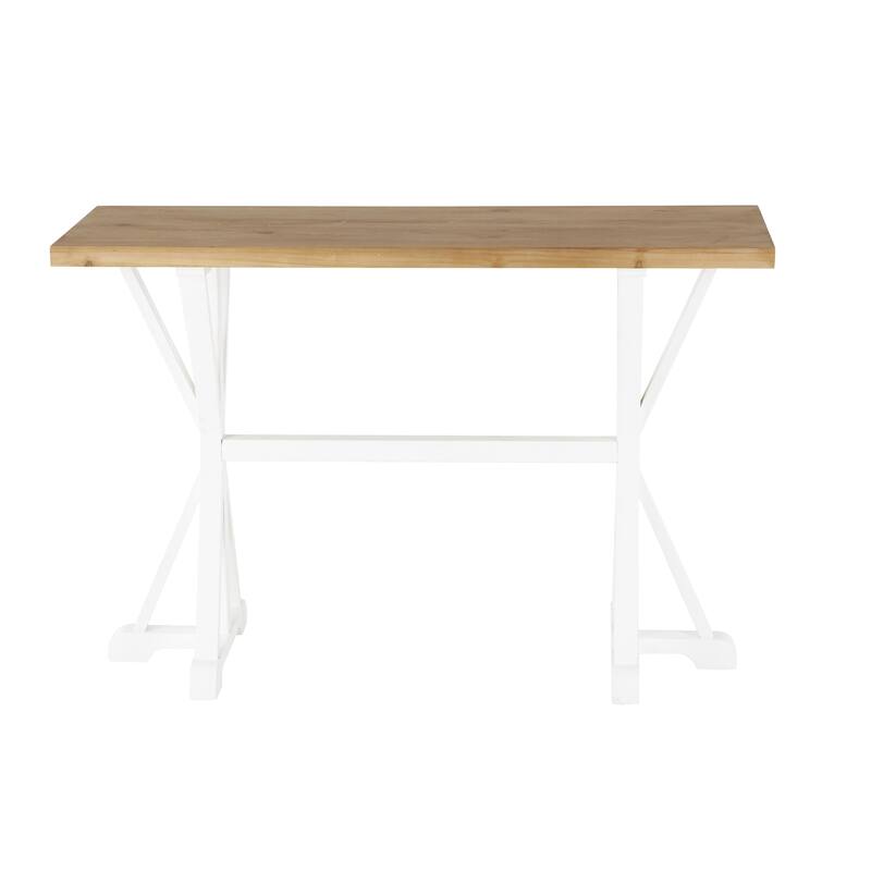 Wood Rectangular Console Table with Angled Legs and Brown Tabletop - White - Roche River Decor