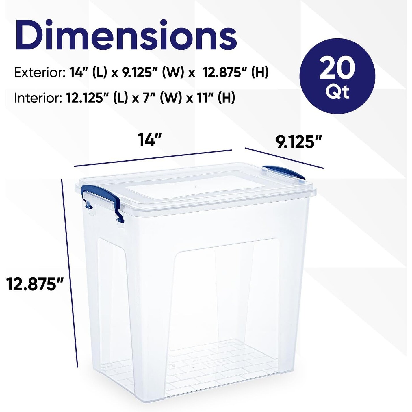X-Deep Storage Container 20 qt (2 Pack) - 13H x 14W x 9D - Clear - 2 Piece